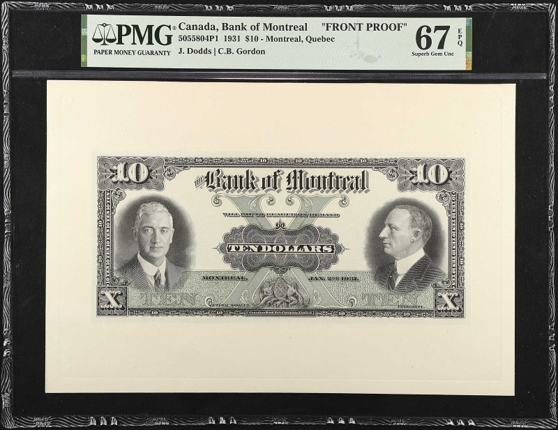 CANADA. The Bank of Montreal. 10 Dollars, 1931. CH# 505-58-04P1. Front Proof. PM...