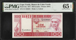 CAPE VERDE. Banco de Cabo Verde. 100 Escudos, 1977. P-54a. PMG Gem Uncirculated 65 EPQ.

Estimate: $50.00- $100.00