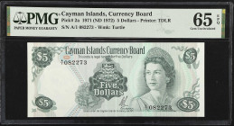 CAYMAN ISLANDS. Cayman Islands Currency Board. 5 Dollars, 1971 (ND 1972). P-2a. PMG Gem Uncirculated 65 EPQ.

Estimate: $100.00- $150.00