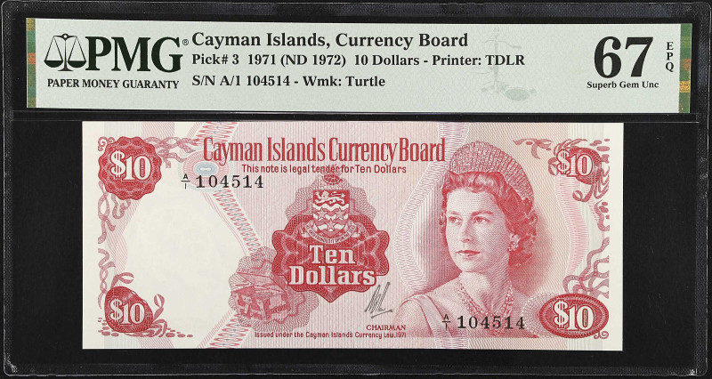 CAYMAN ISLANDS. Cayman Islands Currency Board. 10 Dollars, 1971 (ND 1972). P-3. ...