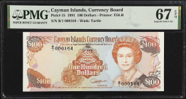 CAYMAN ISLANDS. Cayman Islands Currency Board. 100 Dollars, 1991. P-15. PMG Superb Gem Uncirculated 67 EPQ.

Estimate: $400.00- $600.00