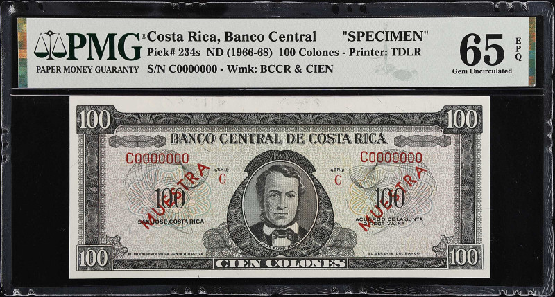 COSTA RICA. Banco Central de Costa Rica. 100 Colones, ND (1966-69). P-234s. Spec...