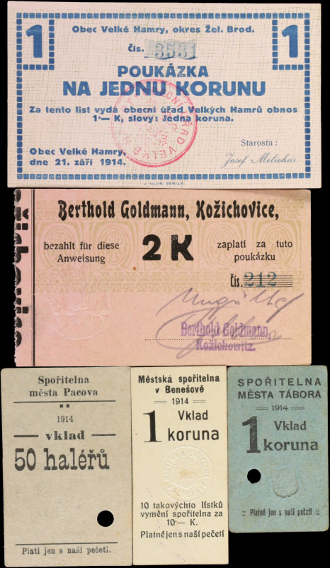 CZECHOSLOVAKIA. Lot of (5). Mixed Banks. Mixed Denominations, Mixed Dates. P-Unl...