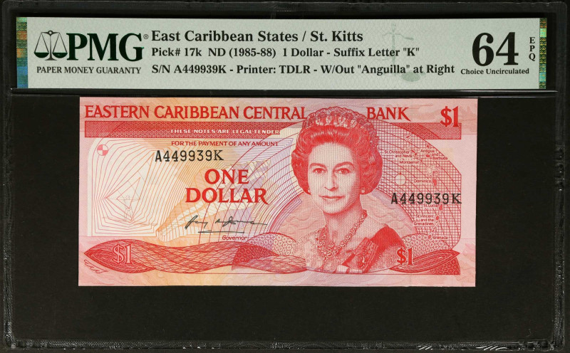 EAST CARIBBEAN STATES. Eastern Caribbean Central Bank. 1 Dollar, ND (1985-88). P...