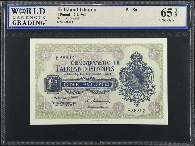 FALKLAND ISLANDS. Government of the Falkland Islands. 1 Pound, 1967. P-8a. WBG G...