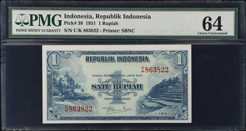 INDONESIA. Lot of (5). Mixed Banks. 1, 100, 1000, 5000 & 10,000 Rupiah, 1951-64....