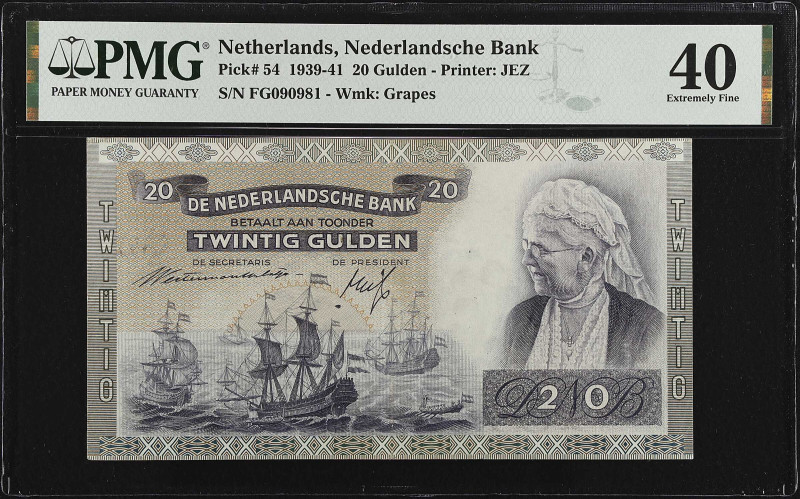 NETHERLANDS. Lot of (3). Nederlandsche Bank. 10, 20 & 100 Gulden, 1939-44. P-51c...