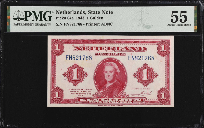 NETHERLANDS. Lot of (2). Mixed Banks. 1 & 10 Gulden, 1943 & 1953. P-64a & 85. PM...