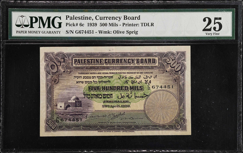 PALESTINE. Palestine Currency Board. 500 Mils, 1939. P-6c. PMG Very Fine 25.
Pr...