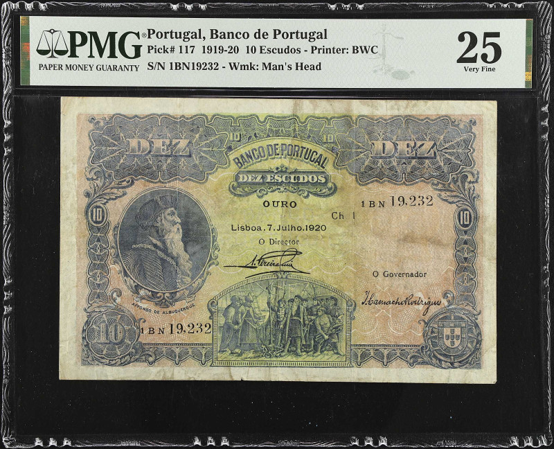 PORTUGAL. Banco de Portugal. 10 Escudos, 1919-20. P-117. PMG Very Fine 25.
Prin...