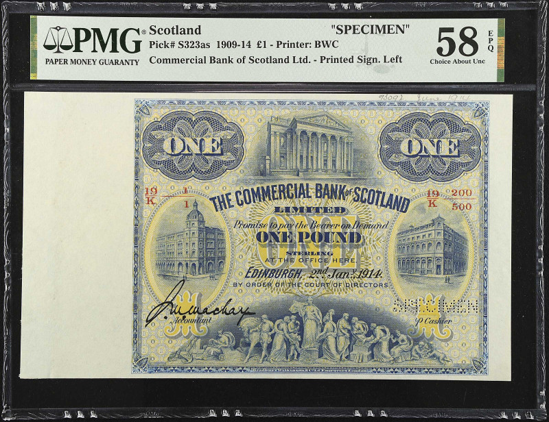 SCOTLAND. The Commercial Bank of Scotland Limited. 1 Pound, 1909-14. P-S323as. S...