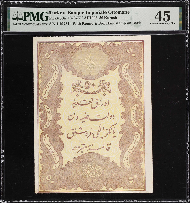 TURKEY. Banque Imperiale Ottomane. 50 Kurush, 1876-77. P-50a. PMG Choice Extreme...