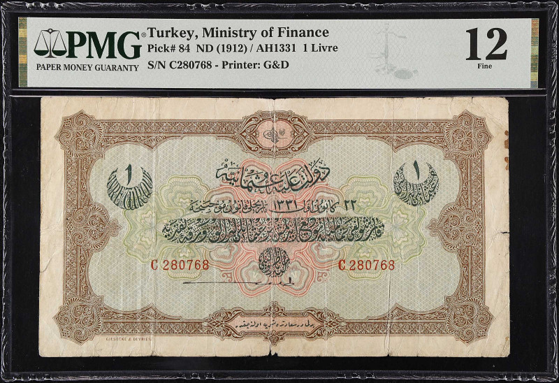 TURKEY. Dette Publique Ottomane. 1 Livre, ND (1912). P-84. PMG Fine 12.

Estim...