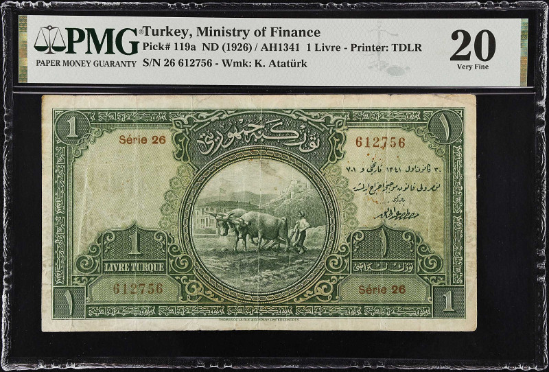 TURKEY. Dette Publique Ottomane. 1 Livre, ND (1926). P-119a. PMG Very Fine 20.
...