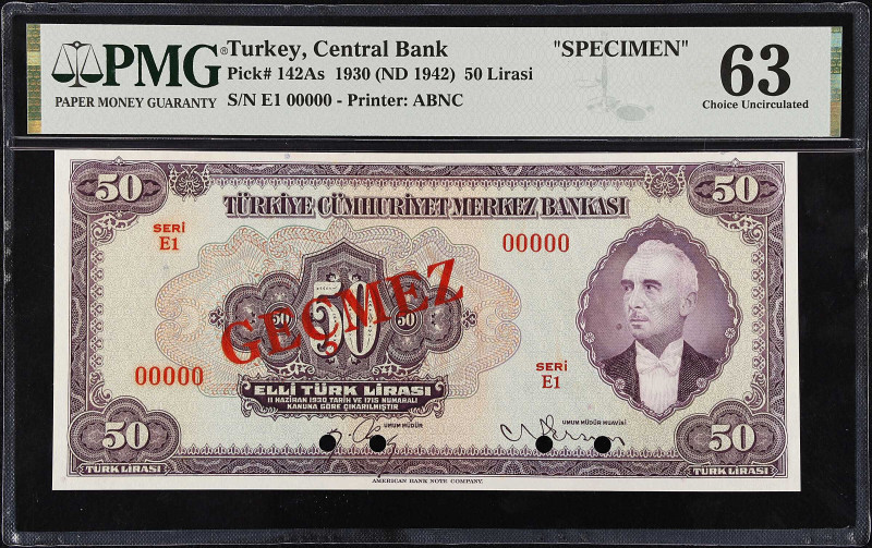 TURKEY. Turkiye Cumhuriyet Merkez Bankasi. 50 Lirasi, 1930 (ND 1942). P-142As. S...