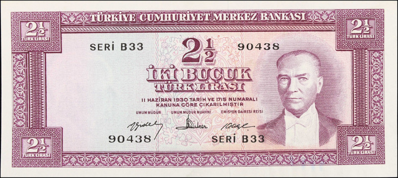 TURKEY. Türkiye Cumhuriyet Merkez Bankasi. 2 1/2 Turk Lirasi, 1930. P-153. Very ...