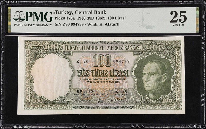 TURKEY. Turkiye Cumhuriyet Merkez Bankasi. 100 Lirasi, 1930 (ND 1962). P-176a. P...