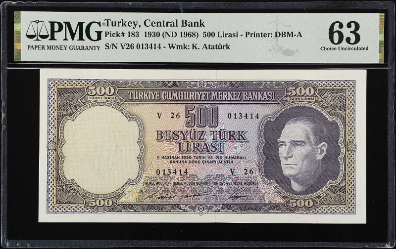 TURKEY. Turkiye Cumhuriyet Merkez Bankasi. 500 Lirasi, 1930 (ND 1968). P-183. PM...