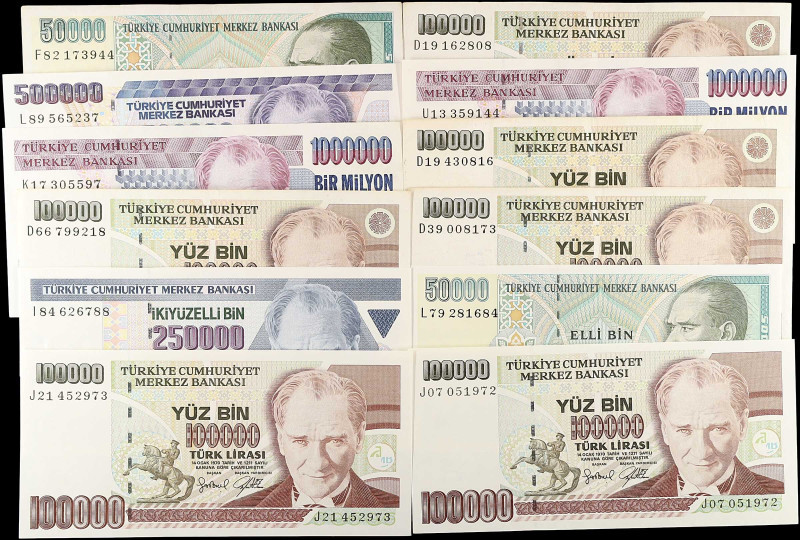 TURKEY. Lot of (12). Mixed Banks. Mixed Denominations, Mixed Dates. P-Various. V...