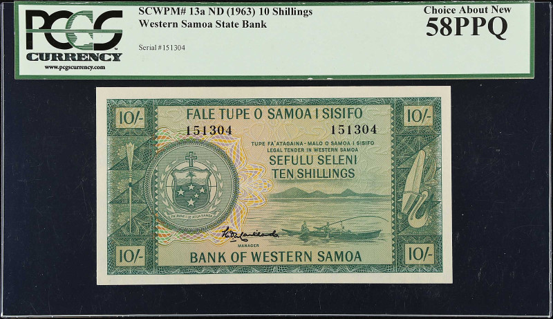 WESTERN SAMOA. Bank of Western Samoa. 10 Shillings, ND (1963). P-13a. PCGS Curre...