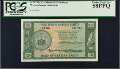 WESTERN SAMOA. Bank of Western Samoa. 10 Shillings, ND (1963). P-13a. PCGS Currency Choice About New 58 PPQ.

Estimate: $50.00- $100.00