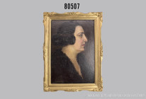 Damenportrait Brustbildnis einer Dame, Öl auf Malkarton, Sichtmaß 33 x 22,5 cm 42,5 x 31 cm, Rahmen