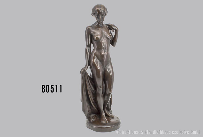 Petrenz, Otto (1878 Mittweida - 1953) Damenakt Bronze, dunkel patiniert, auf der...