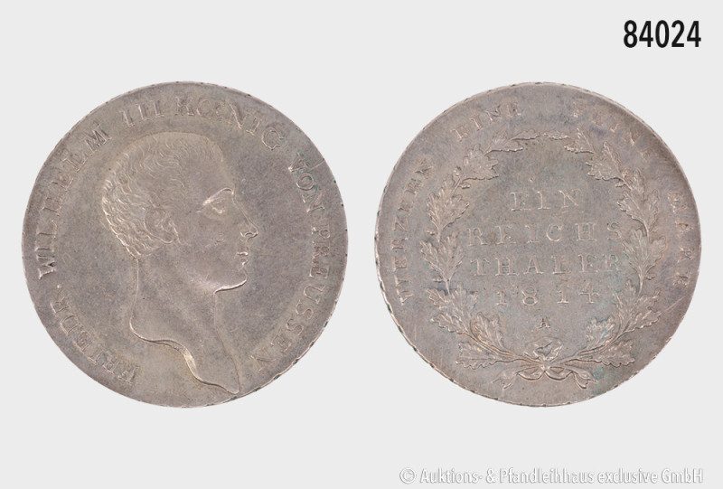 Preußen, Friedrich Wilhelm III., Taler 1814 A, 22,09 g, 35 mm, winzige Kratzer, ...