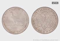 Weimarer Republik, 5 RM 1930 A, Rheinlandräumung, 25,02 g, 36 mm, Jaeger 346, Patina, vorzüglich