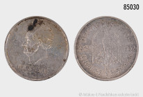 Weimarer Republik, 3 RM 1932 D, Goethe, 14,95 g, 30 mm, Jaeger 350, fleckige Patina, sehr schön