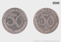 Drittes Reich, Konv. 2 x 50 Reichspfennig 1939 A, AKS 42, Jaeger 42, kleine Kratzer und Randfehler, sehr schön-fast vorzüglich