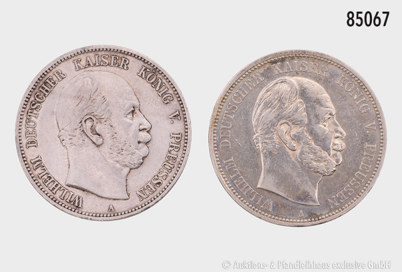 Deutsches Reich, Preußen, Wilhelm I. (1861-1888), Konv. 5 Mark 1874 und 1876 A, ...