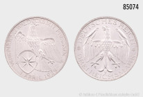 Weimarer Republik, 3 RM 1929 A, auf die Vereinigung Waldecks mit Preußen, 15,04 g, 30 mm, Jaeger 337, winzige Randfehler und Kratzer, fast vorzüglich...