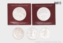 Konv. 7 Silbermünzen, dabei Israel 10 Lirot 1972, 24. Jahrestag der Unabhängigkeit, Luftfahrt, in beschädigter OVP, Bahamas 2 Dollars 1973, Finnland 1...