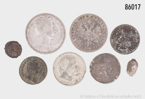 Konv. Verschiedenes, 8 Münzen, dabei Russland Tropfkopeke, Rubel 1877, Lettland 5 Lati 1929, etc., gemischter Zustand, bitte besichtigen