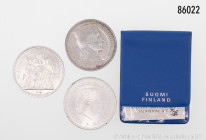 Konv. ca. 10 Silbermünzen, dabei Finnland 10 Markkaa 1970, Lettland 5 Lati 1931, Israel 10 Lirot 1974 und 5 Lirot 1973, Frankreich 10 Francs 1972, Her...
