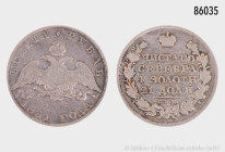 Russland, Nikolaus I. (1825-1855), Rubel 1831, Variante mit "offener 2", 20,64 g, 36 mm, Bitkin 111, selten, kleine Randfehler, stellenweise leicht ir...