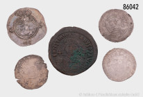 Konv. Verschiedenes, dabei 3 Prager Groschen, 1 sassanidische Drachme und 1 Follis des Justinianus, gemischter Zustand, bitte besichtigen