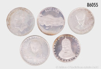 Türkei, Konv. 9 Silbermünzen, 10 Lira 1960, 25 Lira 1970, 50 Lira 1971, 1972 und 1973, 100 Lira 1973, vz/St, bitte besichtigen, auf Foto nur ein Teil ...