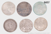 Spanien, Konv. ca. 25 Silbermünzen, dabei 5 Pesetas 1870, 1871 und 1875, 20 x 100 Pesetas 1966, etc., gemischter Zustand, bitte besichtigen, auf Foto ...