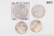 Island, Konv. 2 x 1000 Kronur 1974 und 2 x 500 Kronur 1974, 925 Silber, Stempelglanz
