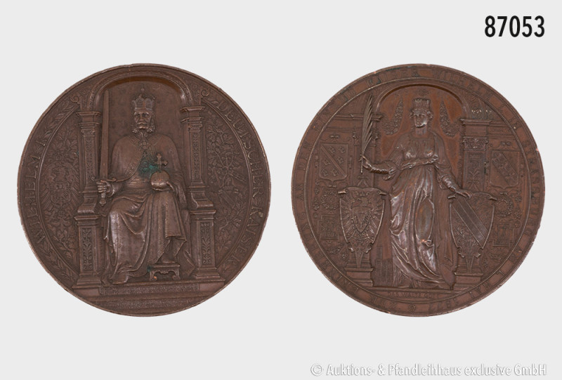 Deutsches Reich, große Bronzemedaille 1877, auf den Einzug Kaiser Wilhelms I. in...