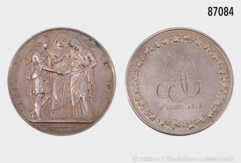 Frankreich, Silbermedaille o.J. (5. Mai 1818), von Depaulis, Personifikation der...