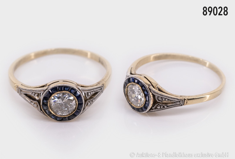 Ring, 18 Karat Gelbgold, ca. 1930er Jahre, Brillant 0,5 ct., leicht beschädigt, ...