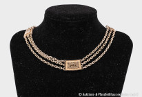 Dreireihige Kette, Südamerika, 18 Karat/750 Gelbgold, L ca. 42 cm, ca. 54 g, guter Zustand