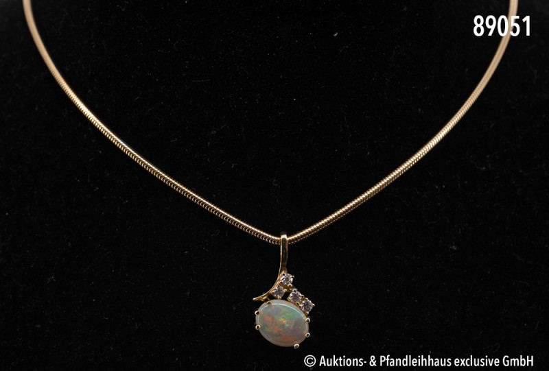 Kette mit Opal-Anhänger, Kette 585 Gelbgold, Anhänger 750 Gelbgold, Kette L ca. ...