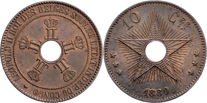 Congo Free State, 10 Centimes 1889 Congo Free State, 10 Centimes 1889, KM# 4|Rem...