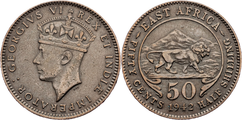East Africa, 50 cents 1942 East Africa, 50 cents 1942, Ag, KM# 27; aEF

Grade:...