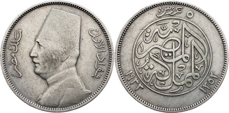 Ahmed Fuad I (1922-1936), 5 Qirsh 1352 (1933) Ahmed Fuad I (1922-1936), 5 Qirsh ...