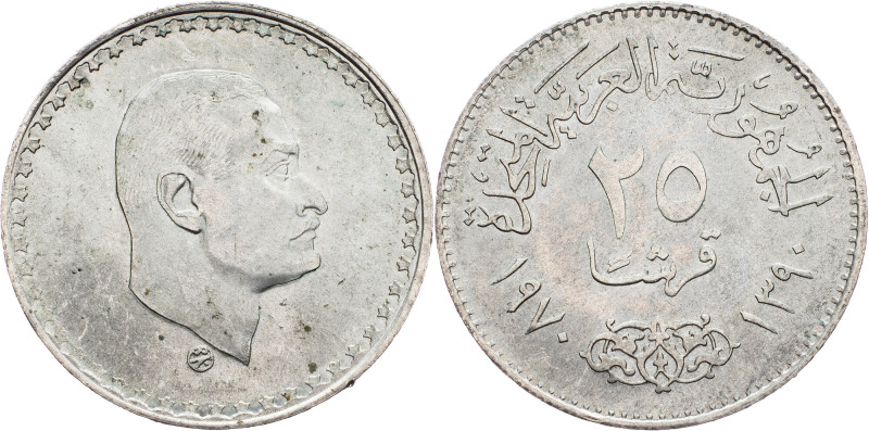 Egypt, 25 Qirsh 1390 (1970) Egypt, 25 Qirsh 1390 (1970), Ag, KM# 422|١٣٩٠ - ١٩٧٠...